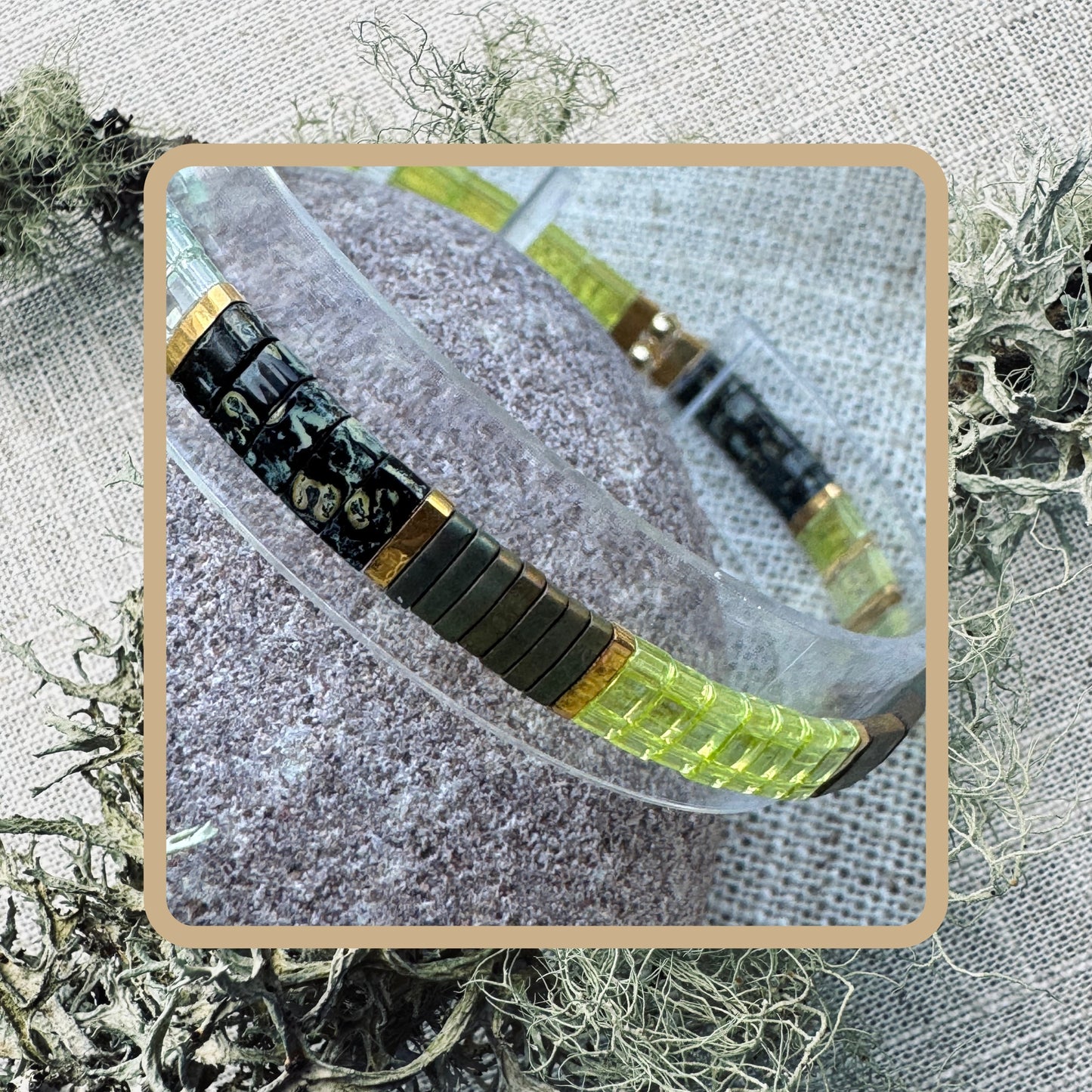 Moss Glass - Tila Bead Bracelet