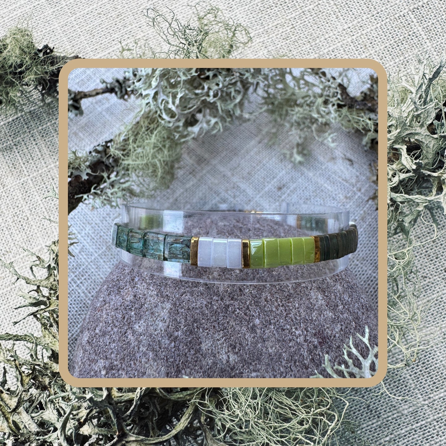 Whispers of Lichen - Tila Bead Bracelet